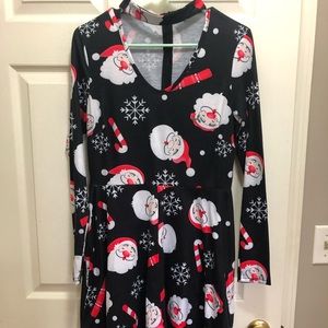 Santa fit and flair long sleeve dress